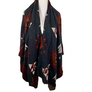 Earthbound Trading Shawl Wrap Sweater One Size Gray Aztec Navajo Western Boho